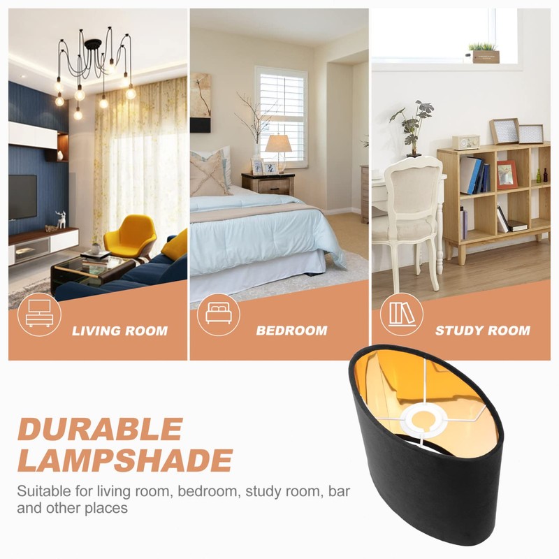 KALLORY Cloth Lamp Shade Oval Shaped Clip-on Lamp Cover Shade