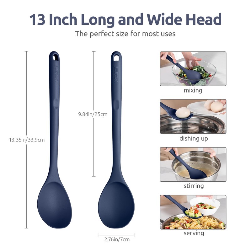 600ºF Heat Resistant Silicone Spoon: U-Taste 13.3in Solid Kitchen Cooking