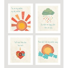 You Are My Sunshine Print Collection (Set of Four 11x14 Inch Canvas Wall Art Prints), Nursery Decor, Kid's Room Decor, Gender Neutral Nursery Decor, Baby Room, Playroom Decor, Nursery
