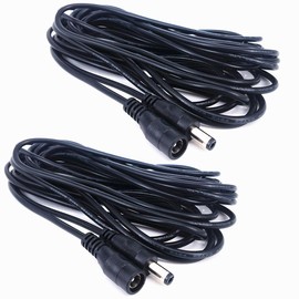 WFYZQLJE 2pcs black 16.4 foot (5 meter) DC male and female extension cables, 5.5mm x 2.5mm plug connection cables, DC power adapter connection cables, used for LED light strips, camera monitoring, etc