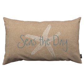 TKS MITLAN Seas The Day Throw Pillow Case Cushion Cover Starfish on Brown Background Ocean Wildlife Linen Couch Bed Sofa Car Waist Cushion Cover 12 x 20 inch