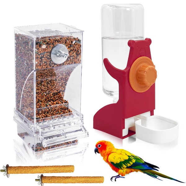 VCEPJH No Mess Bird Feeder and Water Dispenser Automatic Parrot