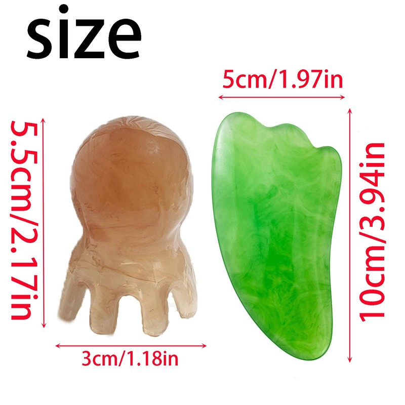 2 pcs Gua Sha Scraping Massage Tool, green Jade Guasha