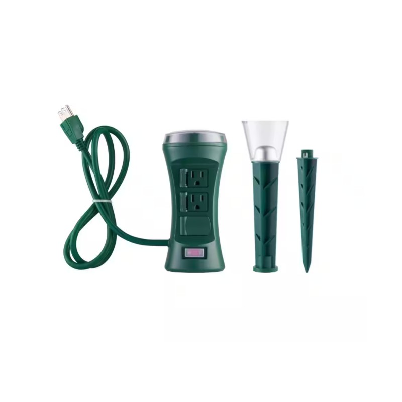 Defiant Smart Outdoor 4 ft. 6-Outlet Power Stake Timer w/Lights