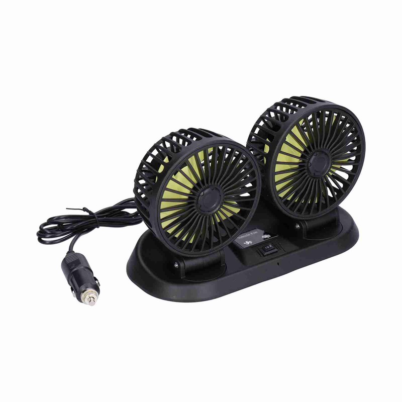Electric Car Fan 360° Rotatable DoubleHead 5 Blades 2 Speeds