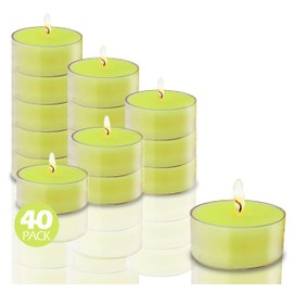 Olive Oil Tea Light Candles - 40 Pack - Clear Cup Unscented Travel, Centerpiece, Decorative Candle - 4.5 Hour Burn Time - by Ner Mitzvah
