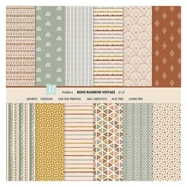 Vesaneae 24 Sheets Scrapbook Paper, 6" x 6" Colorful Pattern Decorative Craft Paper with Single-Sided for DIY Card Making Photo Album Background