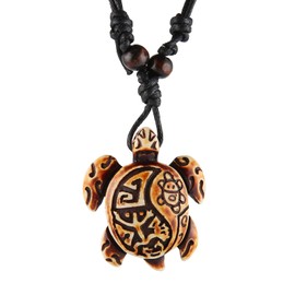 STWTR Hawaiian Turtle Pendant Necklace Men Women - Adjustable Rope Surfer Necklace Handmade Necklace