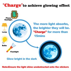 603Pcs Glow in The Dark Stars Stickers, Glow in The Dark Stars Ceiling, Moon and Stars Wall Decals Planets Solar System Wall Stickers for Kids Boys Wall Sticker for Nursery Bedroom Living Room (Blue)