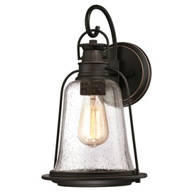 Westinghouse Lighting 6349100 Brynn One-Light Outdoor Wall Fixture, Oil Rubbed Bronze Finish with Highlights and Clear Seeded Glass, Black White