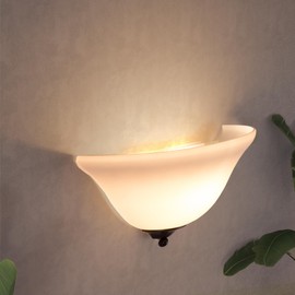 HIGHTRY 13 inch Half Moon Wall Sconce, 1-Light Dimmable Wall Light Fixture, Modern Wall Lamp with White Frosted Glass Shade for Bedroom, Living Room, Hallway