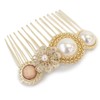 JewelVOX Hair Accessories, Flower & Pearl, Gold Frame, Hair Comb,