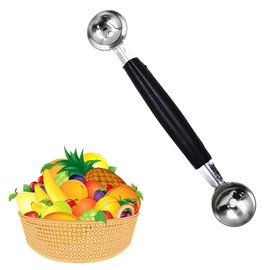 Double Sided Melon Baller, Melon Ball Scoop,Fruit Baller, Melon Baller Scoop,Melon Scoop,Double Sided Stainless Steel Round Melon Scoop Ice Cream Scoop Cookie Scoop Dessert Scoop for Fruit Ice Cream