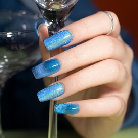 RARJSM Cat Eye Gel Nail Polish, Galaxy Chameleon Magnetic Gel Polish Blue Holographic Glitter Gel Soak Off UV LED DIY Manicure Art for Salon Designs and Home DIY 7.5ML/0.26fl oz