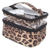 Double Layer Cosmetic Bag PVC Leopard Print Design Portable Large