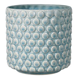 Bloomingville Stoneware Flower Pot with Polka Dots, Sky Blue