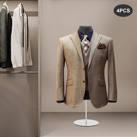 4 Pack Black Male Mannequin Torso Set Dress Form Torso Male Manikin with Adjustable Stand and Hanging Hook Hollow Mannequin Body Portable Display Mannequin for Sewing Counter Window Display