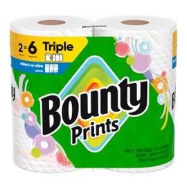 Bounty Select-A-Size Paper Towels, Prints, 2 Triple Rolls = 6 Regular Rolls