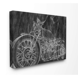 Stupell Industries Monotone Black and White Motorcycle Sketch Canvas Wall Art, 16x20, Multicolor