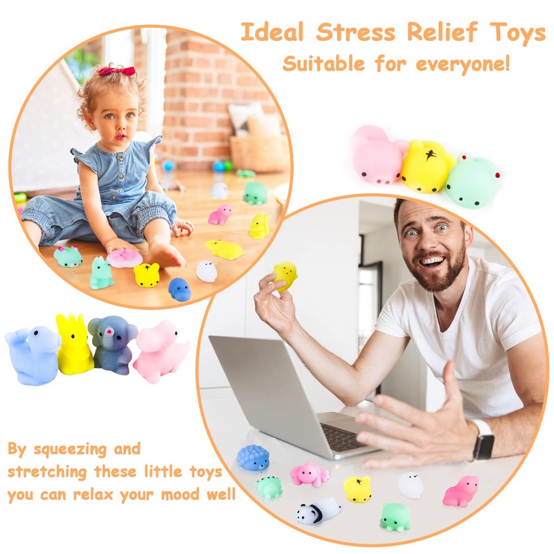 twoonto Mini Squishy Pack, Soft Mochi Squishy Toys 40 Pack