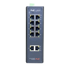 AIGWS 10-Port unmanaged 10/100/1000M Industrial PoE Switch for IP Camera, IP40, DIN Rail PoE Ethernet Switch with 8*gigabit PoE and 2*uplink RJ45 Ports (8*GE PoE+2*GE)