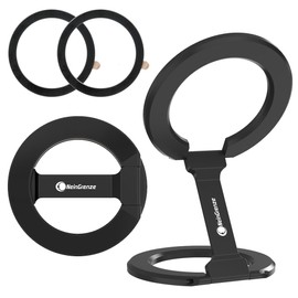 Smartphone Stand, Magnet, Foldable, Aluminum Alloy, Mag-safe, Bunker Ring, Magnet, Smartphone Holder (Black)