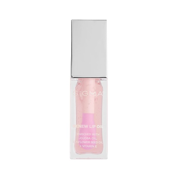 Sigma Beauty Renew Lip Oil - Clear Pink Sheen - Nourishing, Non Sticky Lip Oil with Subtle Sheen - Paraben Free Lip Gloss - Hush