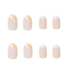 Uñas postizas medianas a presión de almendras, uñas postizas francesas de cobertura completa para mujeres y niñas, 24 unidades (estilo 2)