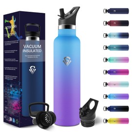 Thermos Flask, 1000 ml, BPA-Free, Stainless Steel, Leak-Proof Insulated Flask, Double-Walled, Stainless Steel, Thermos Flask with Straw, Suitable for Carbonated Drinking Bottle