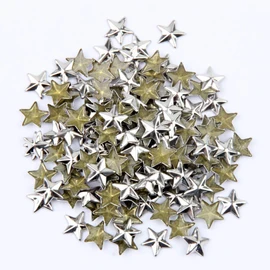 Beadsland Hotfix Iron On, Flat Back Stars Studs - 1/4" Flatback Glue on Studs 300pcs (Silver, 12x12mm)