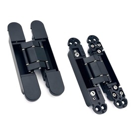 VOLUKA 2 Pack Hidden Door Hinges, 6 inch 3-Way Adjustable Concealed Hinges Zinc Alloy 180 Degree Swing Invisible Door Hinges (Black)