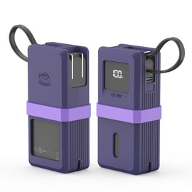 Silicone Case for Anker Nano 3-in-1 Portable Power Bank (10,000mAh 30W) A1637 Protective Cover with Precise Cutouts, Shockproof Scratch-Resistant Dust-Proof for Daily Use & Travel & Flight (Purple)