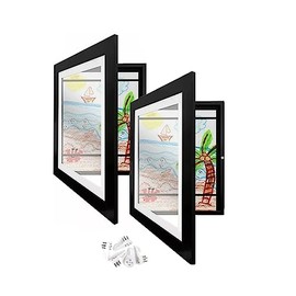 2 Pack Marco para dibujos, Cuadros para Fotos, Almacenamiento de marcos de arte para guardar obras de arte, Exhibición de pared o mesa para el hogar, La Oficina (Negro)