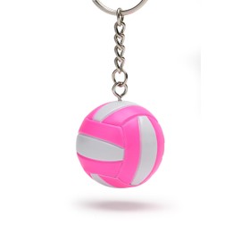 Tandem Sport Volleyball Key Chain - Mini Volleyball On Key Ring - Pink and White Volleyball Keychain for Backpacks, Gym Bags, Purses - Volleyball Themed Party Supplies - Gift for Volleyball Players