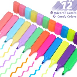 WISYOK Highlighters Aesthetic, Highlighter Pen, Highlighter Pen, Neon Text Marker, Marker Pens Set for Journal, Bible, School Supplies, Gift - 6 Pastel and 6 Luminous