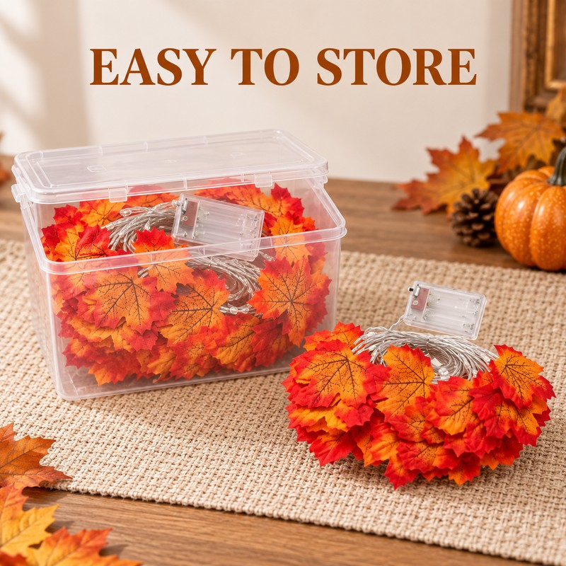LED Maple Leaf String Lights – Autumn Leaf Garland Decoration