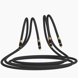 Monosaudio A202R Hi-Fi Balanced RCA Cable 5N OFC Copper Silver-Plated Conductor (1.0m², 5 Strands x 0.5mm), Double Shielded Braided RCA Signal Cable (1.5m/4.9ft)