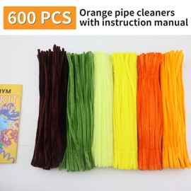 ESUOHYM 600 PCS Yellow Pipe Cleaners Craft Bulk with Instructions Chenille Stems Craft Supplies Thick Craft Sticks Fluffy Fuzzy Wire, Flower Bouquet Kit for Christmas Decoration for Kids and Adults