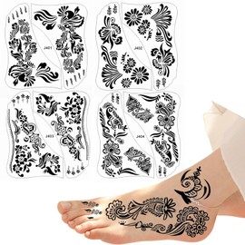 Henna Tattoos black instep Temporary Tattoos sticker Waterproof Body Art Long Lasting Stickers for Women Festivals Wedding Masquerade Party Decorations Design