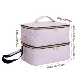 UOZL Nail Polish Organizer Case Holds 40 Bottles(15ml/0.5fl.oz) and Nail Lamp, Double Layer Nail Polish Storage with Adjustable Dividers,Portable Carrying Bag for Nail Kit, Manicure Tools Pink