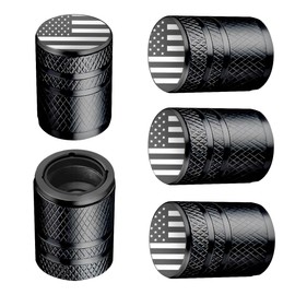 BAURATTI American Flag Tire Valve Stem Caps - (5 Pack) Metal Air Caps with Plastic Liner, Corrosion Resistant, Leak-Proof, Universal Stem Covers for Cars Trucks Motorcycles and Bikes - Black