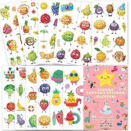 Sugeru 100+ Children's Skin-friendly Tattoos, Glitter Tattoos, Sticker, Kids, Girls, Party Bags, Children's Birthday Party Bags, Plant Extract Colour (Shiny Fruit)