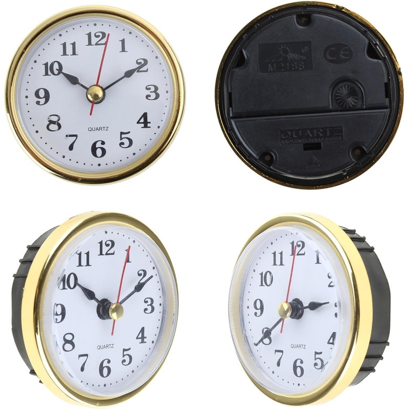 Silver Mini Clock Insert 2-1/2Inch 65mm Round Quartz Movement Clock