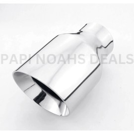 Papi Noah Polished Stainless Steel Exhaust Tip 2.5" In 4" Out Double Wall Angle Cut 7" L