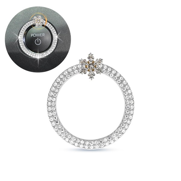 ORIESSE Push Start Button Cover Rotatable Snowflake Double White Rhinestone