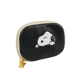 e-mono Snoopy Snoopy Small Pouch Smart Key Accessory Storage Zipper Pocket Cute Fashionable, Black