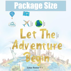 Let The Adventure Begin Glitter Banner, Bon Voyage Party Decorations Gold Glitter Graduation Travel Themed Hanging Banners Funny Farewell Party Supplies for Males, Females
