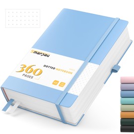 Smarpau A5 Bullet Dotted Journal 360 Pages, 100gsm Thick Paper Journal Notebook for Writing, Leather Notebook for Women Men Work School Office - 14.5 x 21cm, Light Blue