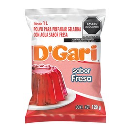 D´Gari Polvo para preparar gelatina con agua sabor fresa 120 g