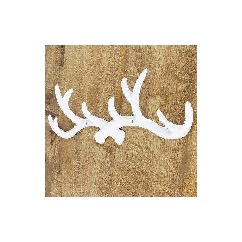 Macosa PO471327-000-101 Wall Hook Antlers White Country House Antique Deer